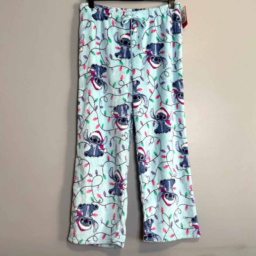 Disney Lilo and Stitch Christmas Lights Fleece Pajama Pants NEW XL
